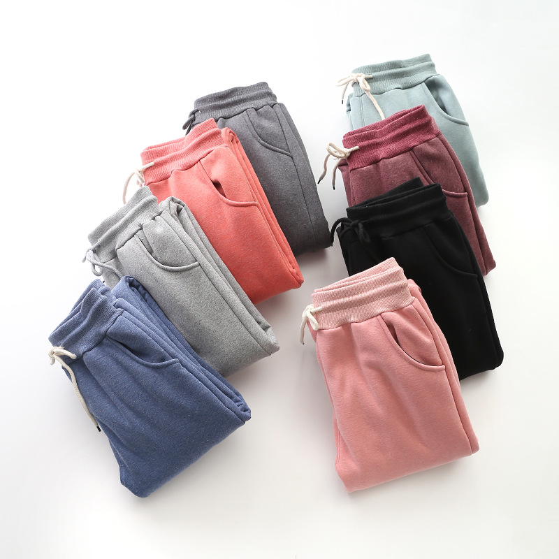 Picture of Harbin Cotton Trousers Fleece-Lined Women's Lamb Fleece Thickened Sweatpants Autumn and Winter Outer Wear Loose Leg Small Casual Cotton Pants