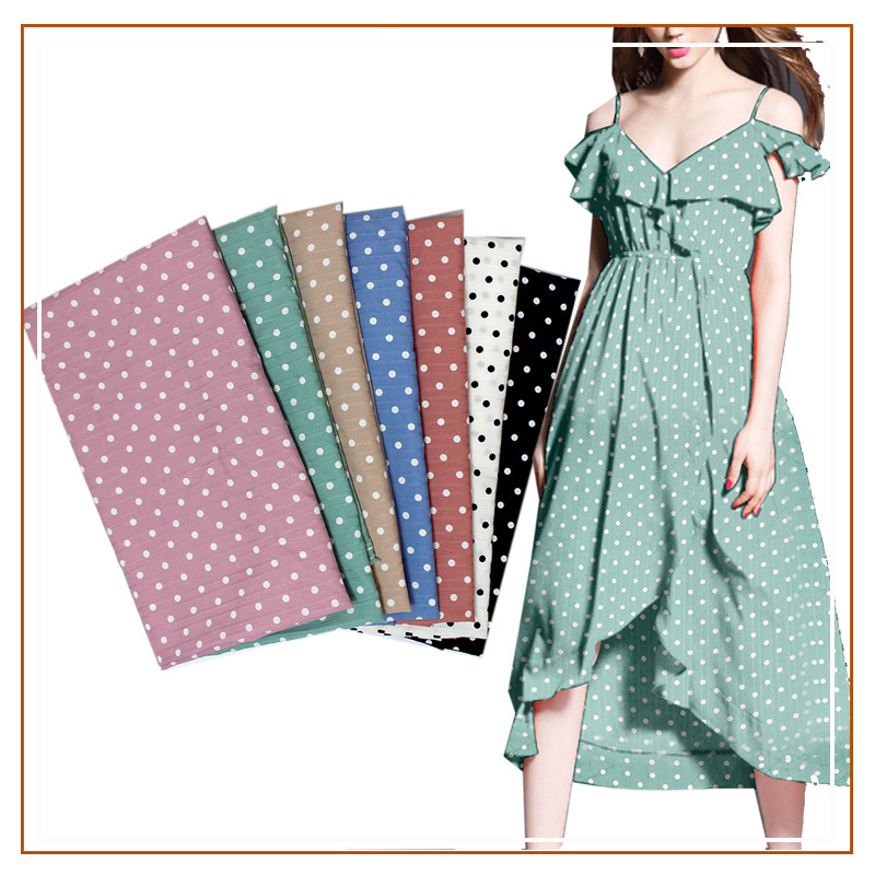 Wave stripe printed fabric small polka dot polyester women's pajamas shirt dress fabric new flower cloth