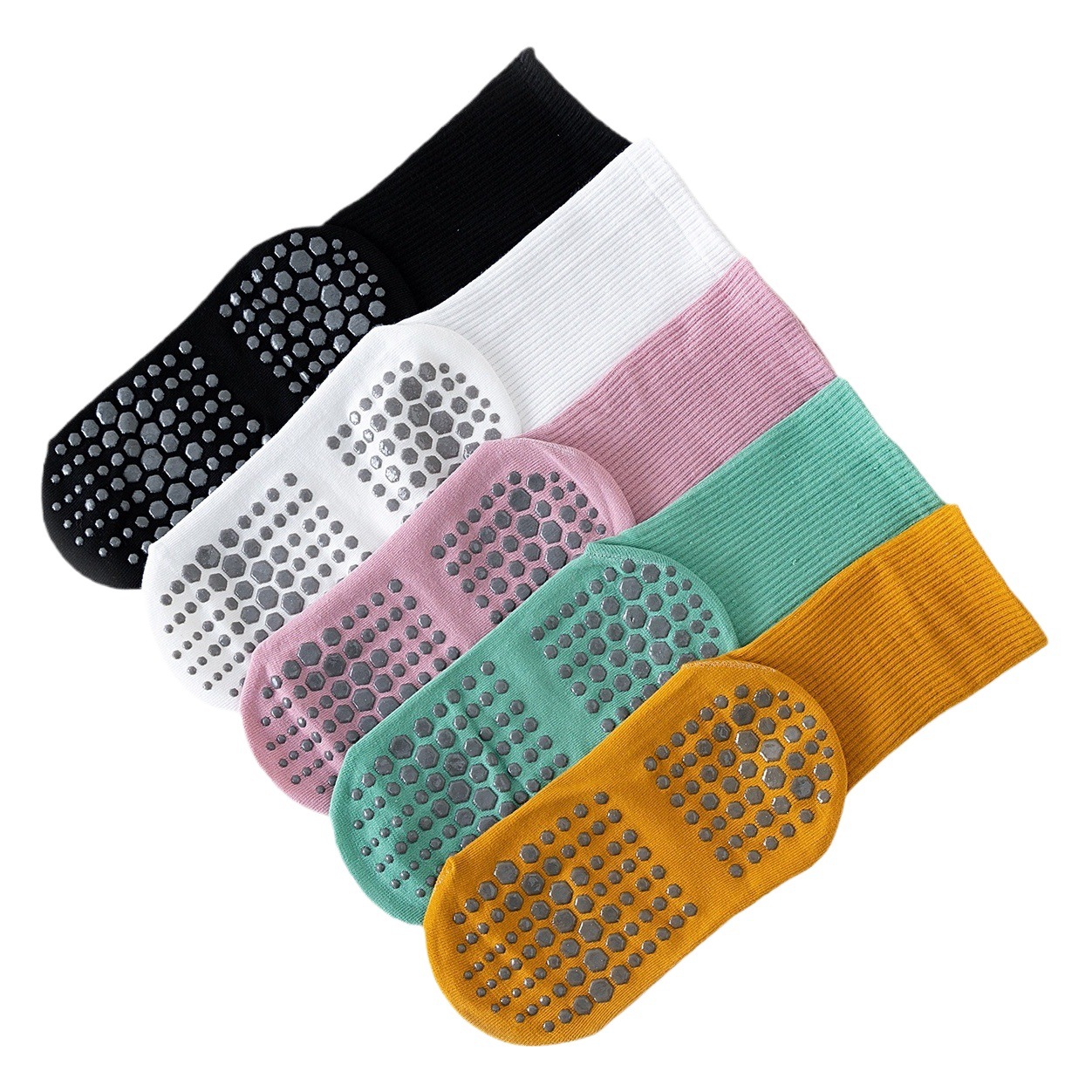 Yoga socks women's solid color mid-calf length socks silicone non-slip professional indoor fitness Pilates sports socks floor socks