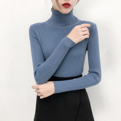 Picture of Autumn Clothing K-Style 2023 New Versatile Pure Color Slim Fit Pullover High Collar Warm Long-Sleeved Knitted Sweater for Women