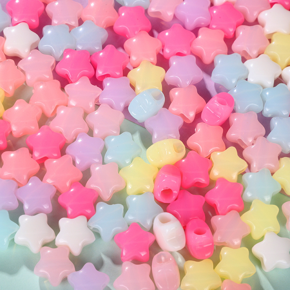 Picture of Acrylic Love Bow Beaded Color Jelly Bear Five-pointed Star Beaded DIY Mobile Phone Chain Necklace Accessories