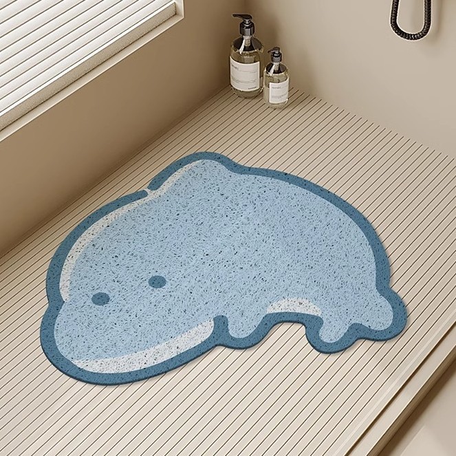 Cartoon Shaped Bathroom Silk Ring Floor Mat Household Anti-drop Anti-slip Mat Dirt-resistant and Good Cleaning Foot Mat Water-locking Floor Mat