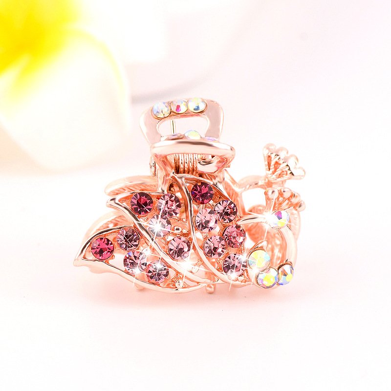 Picture of New small size Grab Clip Hair Clip Hair Clip Adult Bangs Hair Clip Children Top Clip Electroplated Rhinestone Elegant Hair Accessories Headdress