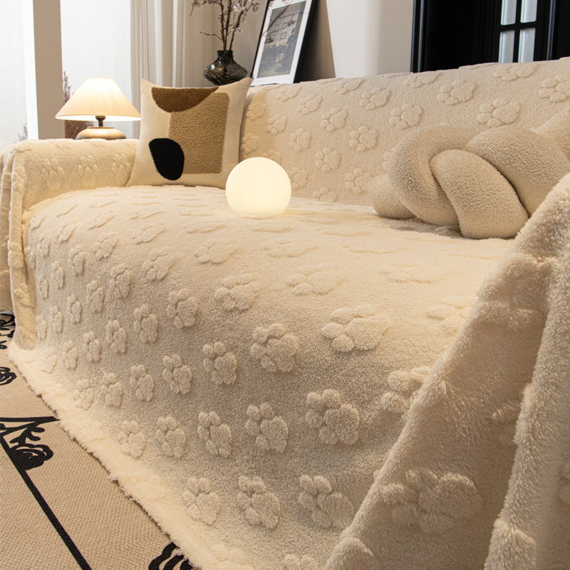 Cream wind plush sofa towel a whole full cover 2025 popular new autumn and winter thickened sofa towel non-slip cross-border