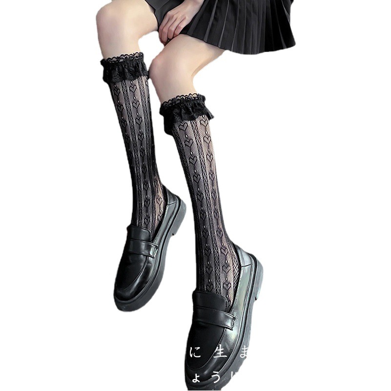White mid-tube lace socks Lolita socks jk cute Japanese love calf socks for children