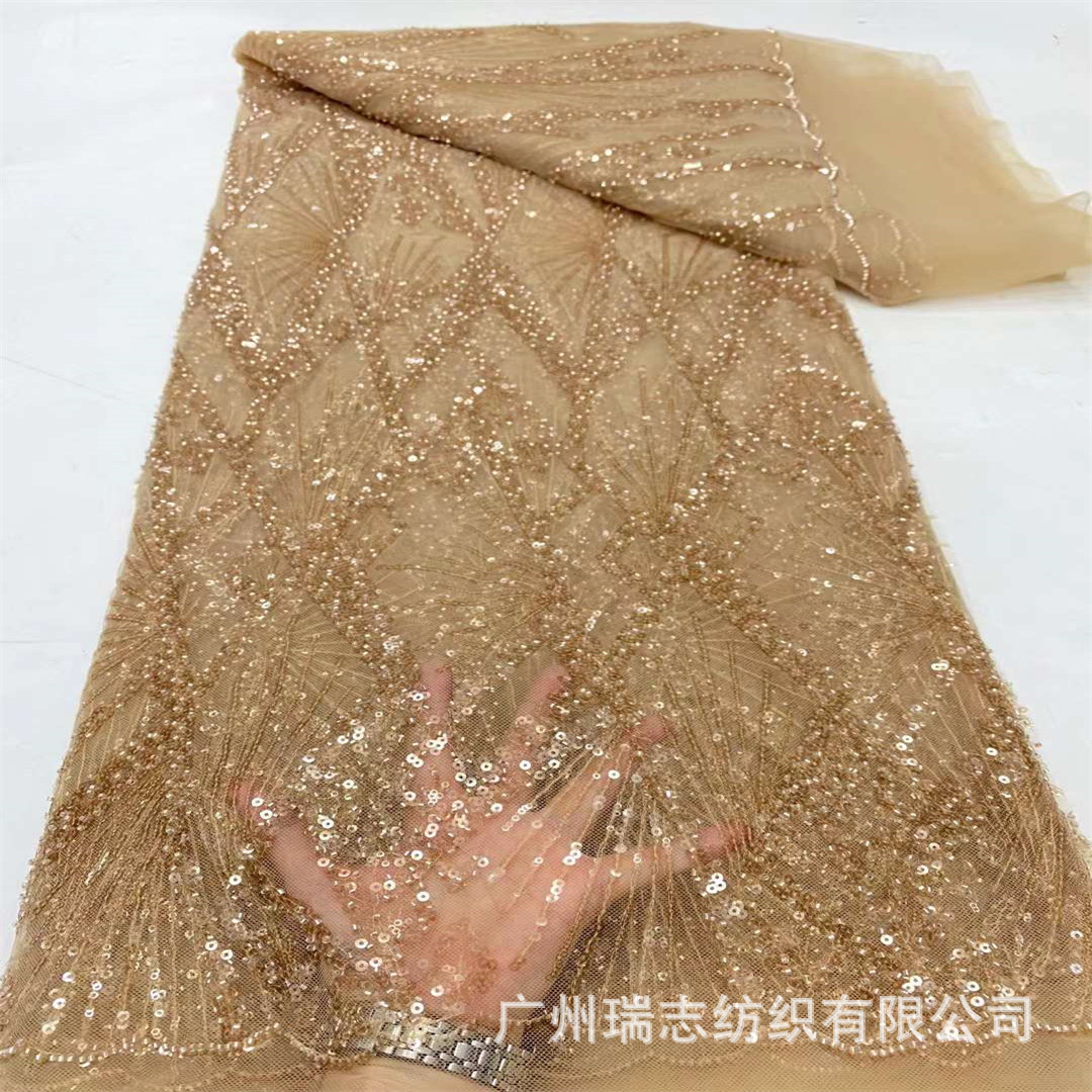 Picture of Middle East Transparent Sequin Beads Mesh Fabric Fairy Dress Wedding Dress National Costume Lace Dress Lace