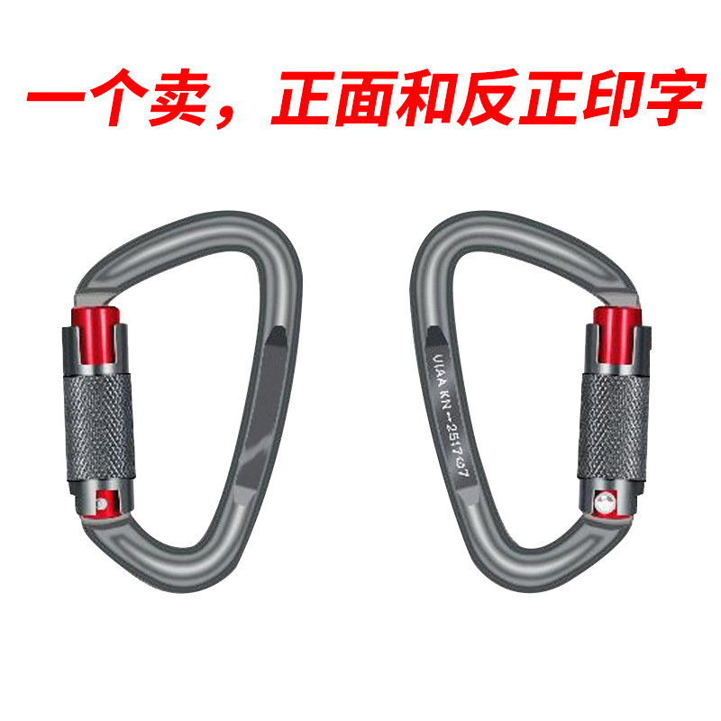 Picture of D-type automatic main lock 25KN aviation aluminum alloy D-type mountaineering buckle outdoor mountaineering automatic buckle rock climbing quick hanging hand lock
