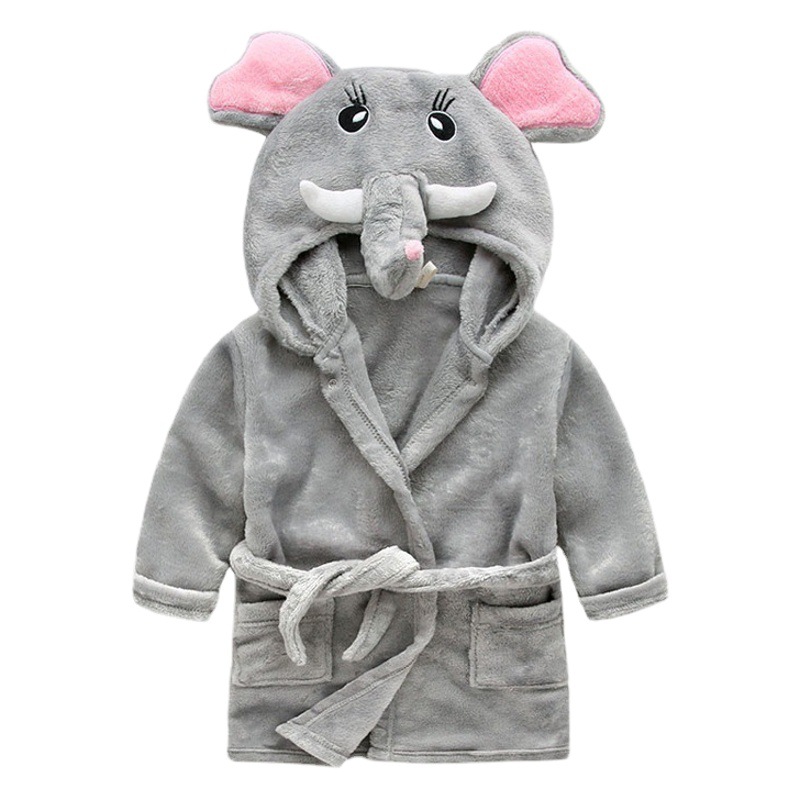Men's and Women's Kidsren's Pajamas, Baby Cartoon Nightgown, Winter Hooded Bathrobe, Flannel Family Clothing, Home Clothes, Coral Velvet