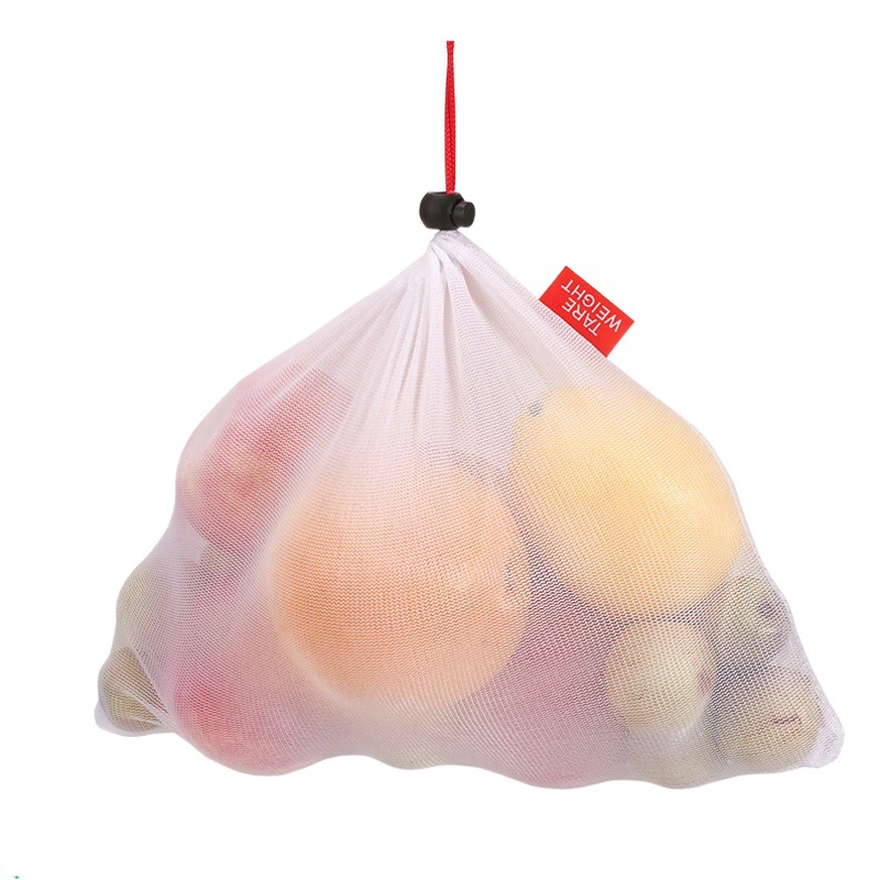 Factory spot RPET mesh bag Bay pattern polyester bezel drawstring shopping bag small vegetable and fruit mesh bag in stock
