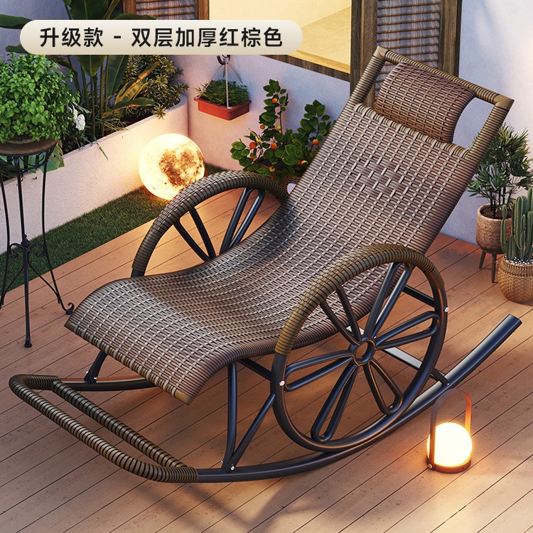Picture of Imitation Rattan Rocking Chair for Adults, Lunch Break Balcony, Home Leisure, Sleeping and Lying, Summer Living Room, Leisure Lounge Chair for the Elderly