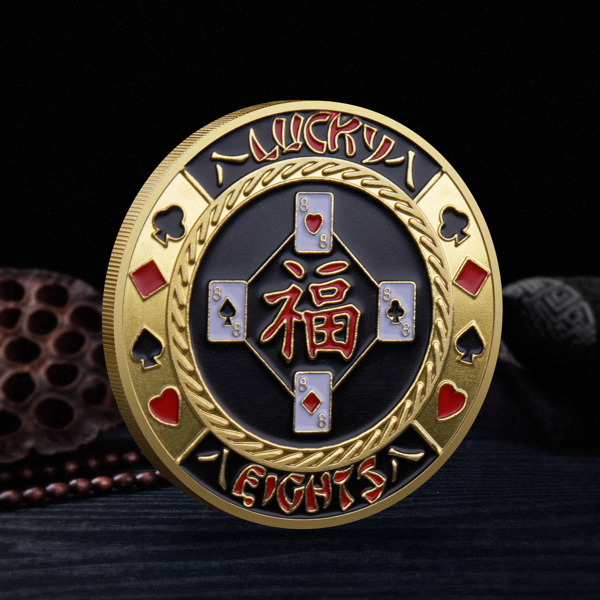 Picture of Chips Commemorative Medallion Las Vegas Lucky Gold and Silver Coin Metal Card Presser Collection Gift Cross-border
