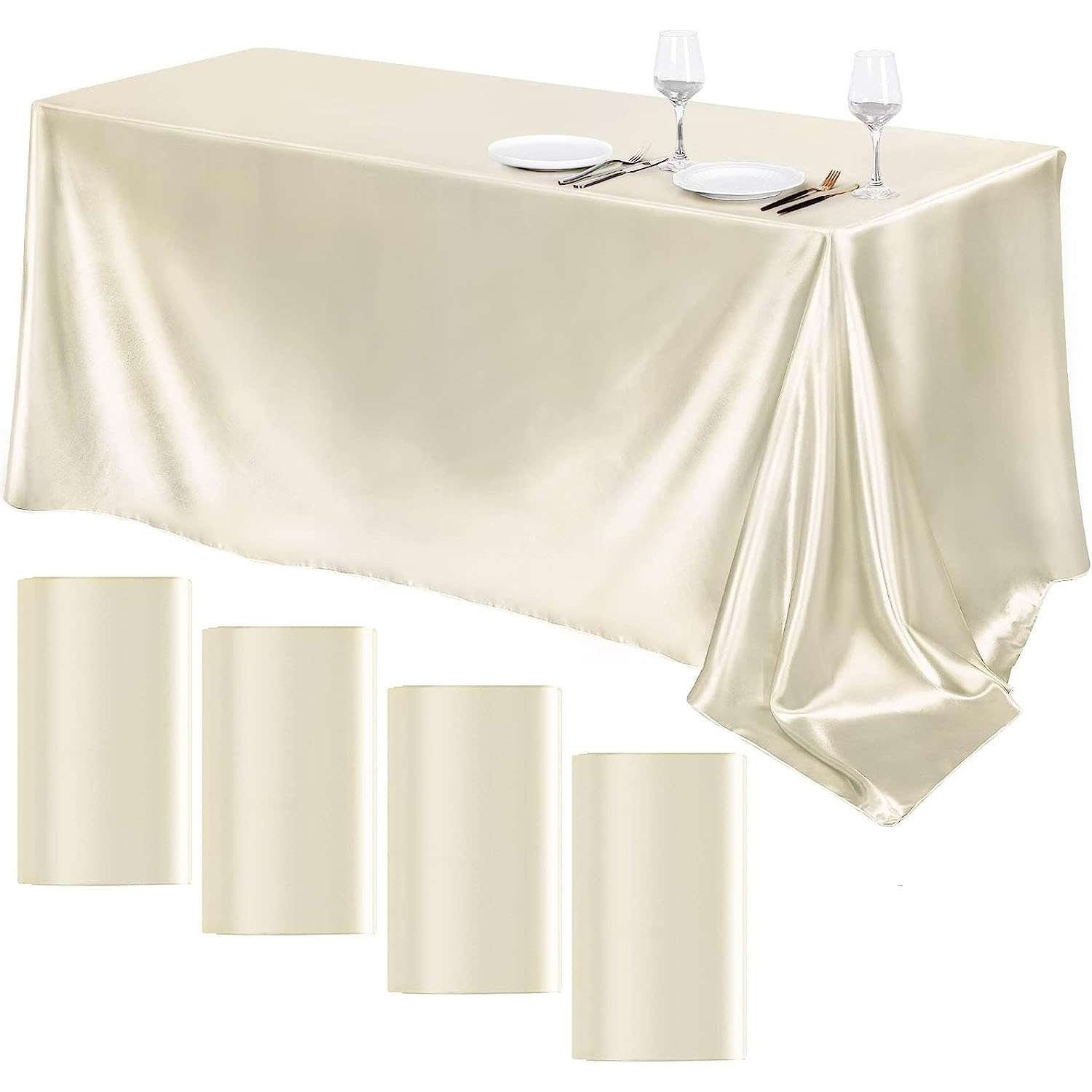 High-end hotel banquet wedding scene solid color rectangular smooth satin tablecloth satin tablecloth satin tablecloth