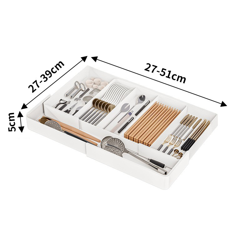 Picture of Kitchen Drawer Retractable Storage Box Kitchen Storage Tray Detachable Tray Household Partition Organize
