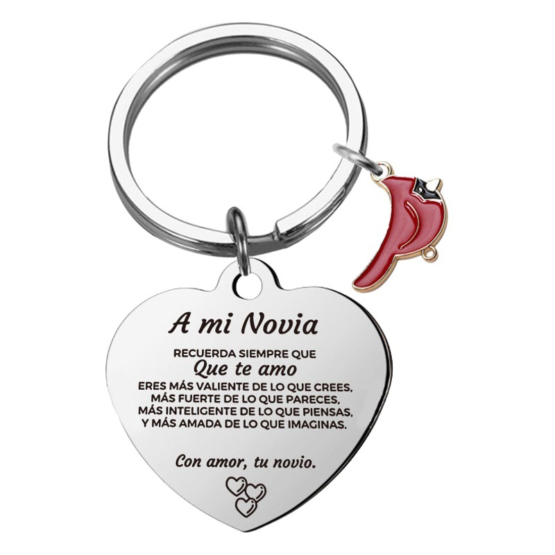 Amazon Cross-Border Stainless Steel Love Family Inspirational Keychain Mobile Phone Jewelry Pendant Engraving Custom Logo Wholesale