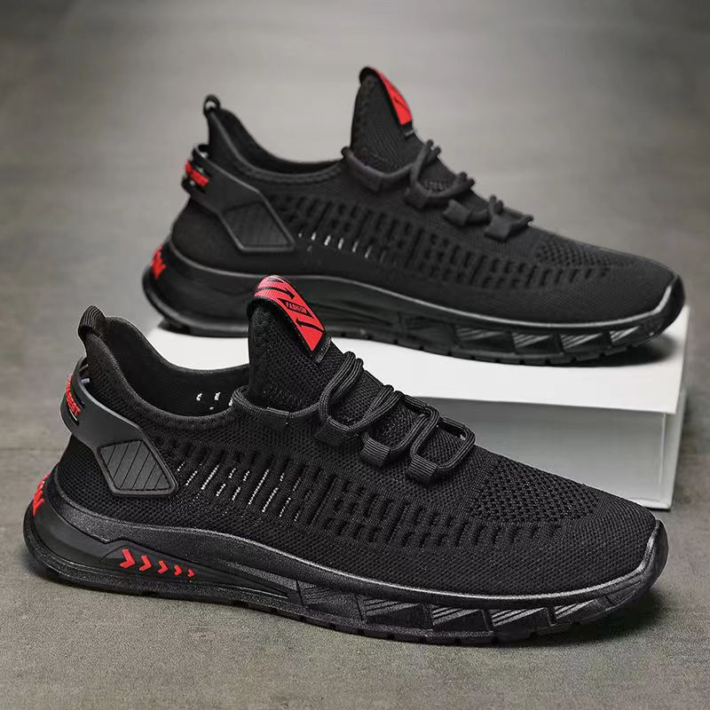 Summer Men's Shoes Mesh Hollow Breathable Men's Casual Sports Shoes Elastic Band One-Leg Low-Top Walking Shoes for the Elderly