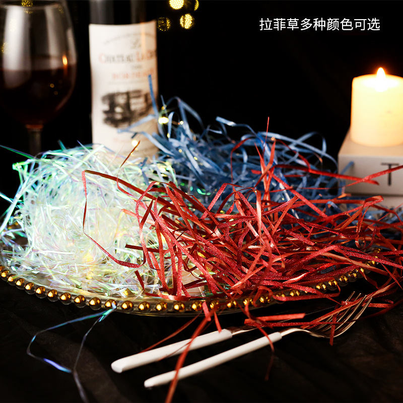 Lafite Grass Gift Box Filler Shredded Paper Silk Strip Scrap Wholesale Gift Box Gift Box Decoration Material Accompanying Gift