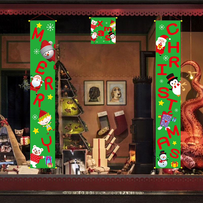 Picture of New Christmas couplet hanging cloth door curtain Christmas decoration supplies atmosphere Wall cloth hanging door decoration hanging flag