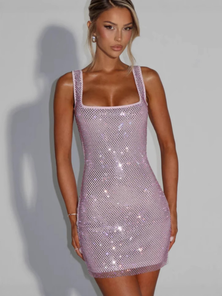 Picture of Fashion Trend Hot Drilling Solid Color Sling Women's 2024 Winter New Sexy Backless Sleeveless Generous Waist dress