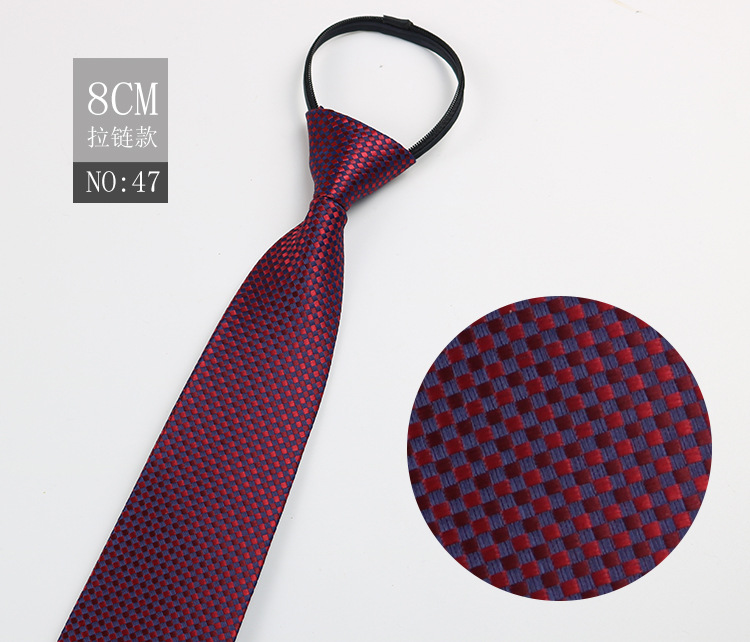 Picture of Factory Black Men's Tie Striped Blue Business Tie Lazy People Knot Free Zipper Tie in stock Wholesale