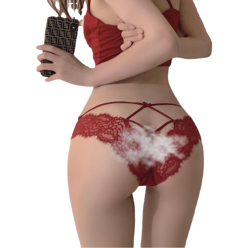 French Style Sexy Lace Underwear Women's Cross Girls Hot Temptation Low Waist Pure Desire Sweet Underwear Women