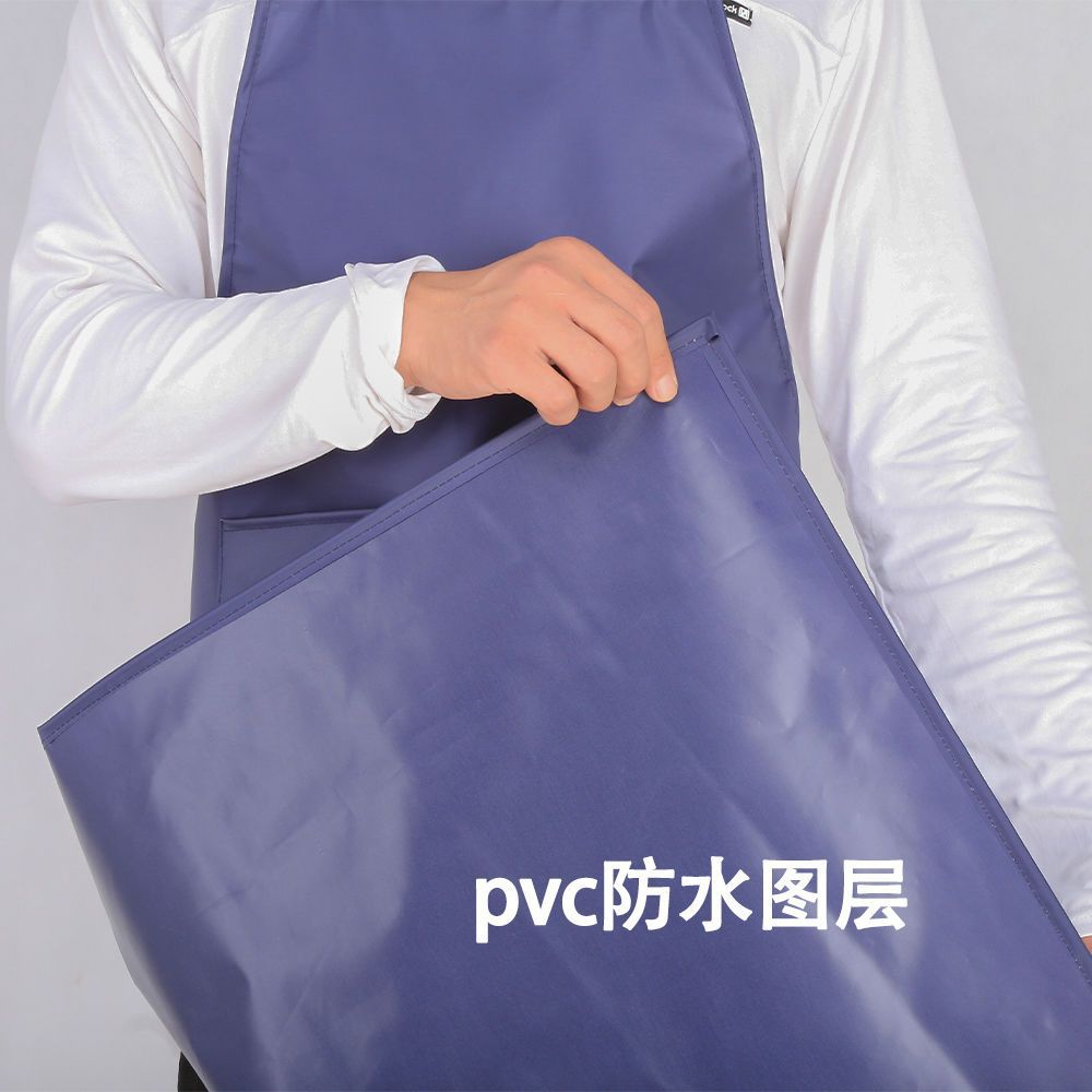 Picture of Gray Lightweight Waterproof, Oil-proof and Stain-resistant Shoulder Summer Apron Laundry Kitchen K-style Sleeveless Apron Bib Apron