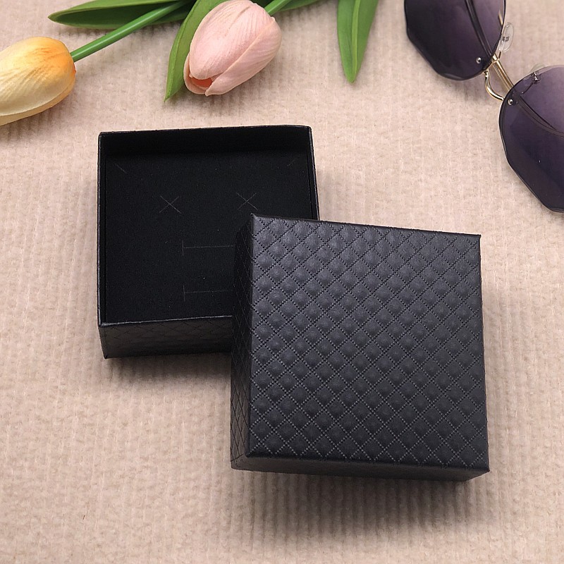 Square Black Jewelry Box, Lid and Base Box, Jewelry Packaging Box, Necklace, Earrings, Bracelet Box, Jewelry Box