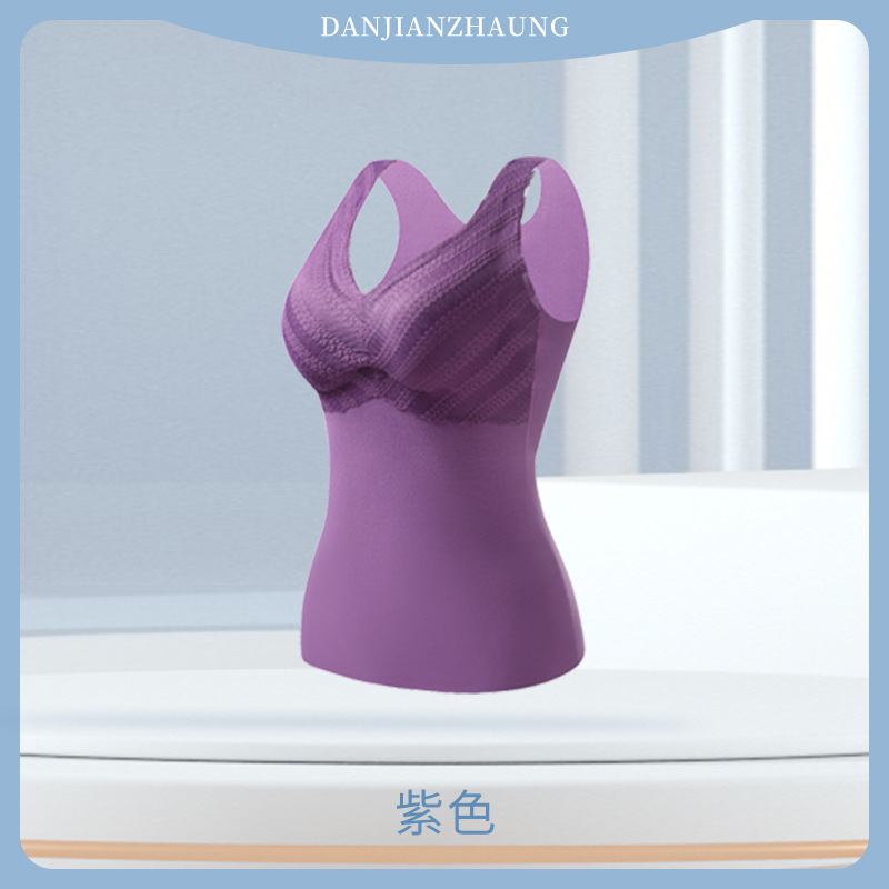 Picture of Seamless thermal underwear women's vest with chest pad fleece-lined thickened bodybuilding tight bottoming autumn and winter factory wholesale