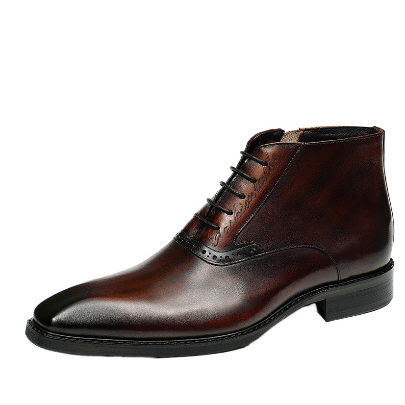 [vip for] Amazon Explosions Men's Boots Martin Boots Genuine British Carved Zipper Business Dress Boots