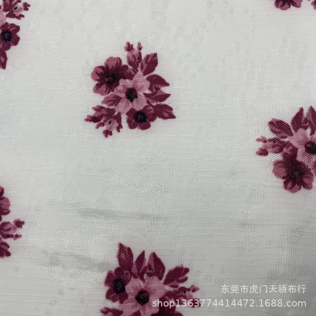 Picture of Spot supply knitted mesh fabric jacquard printing small flower printing knitted jacquard printing fashion women's clothing materials