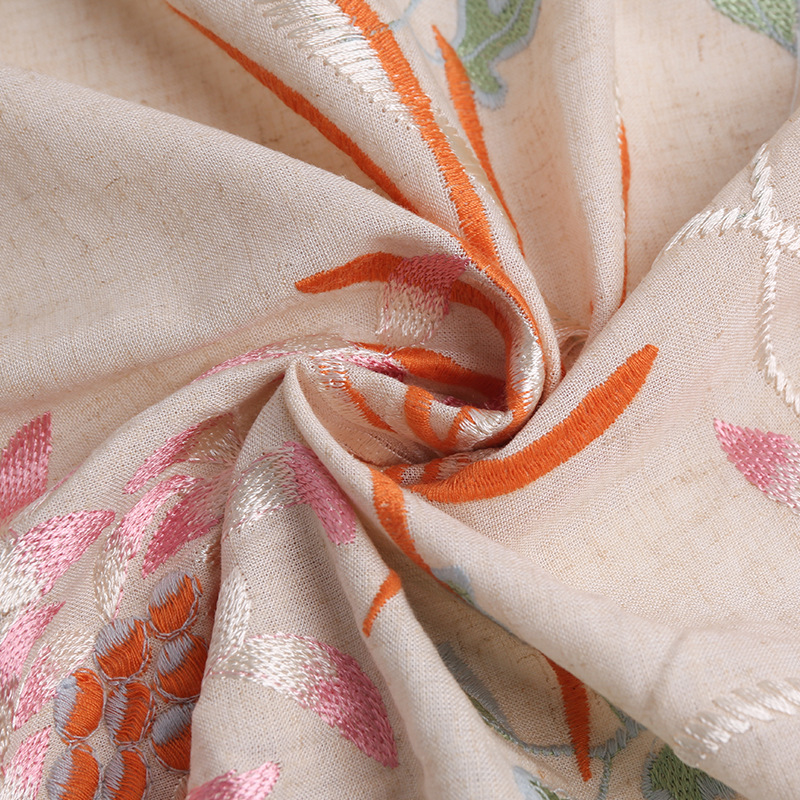 Picture of viscose linen brocade flower embroidery new chinese chrysanthemum cloth