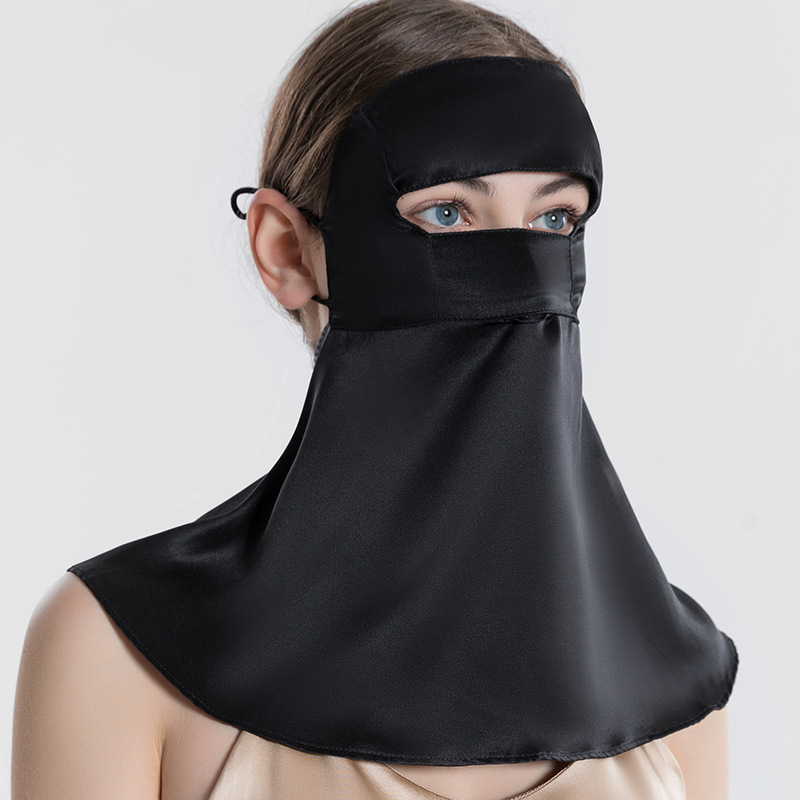 Picture of Silk sun mask sleep breathable full face cover summer UV mask mulberry silk oil smoke-proof veil for women