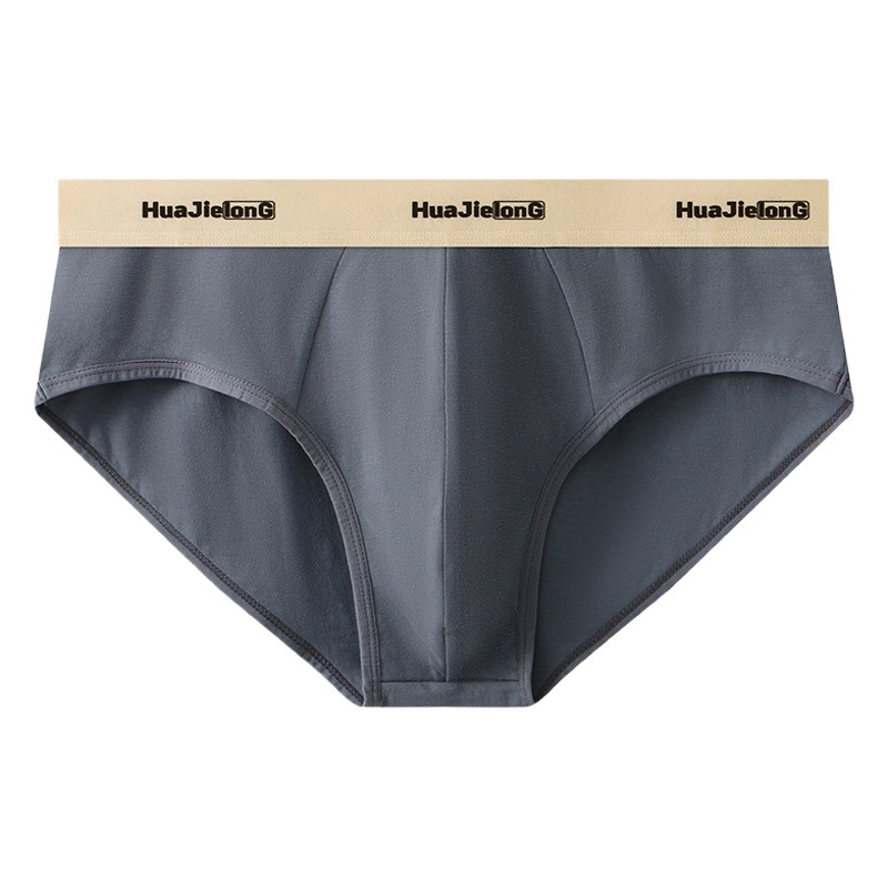 One-piece delivery men's underwear men's briefs solid color cotton plus size trendy youth breathable triangle underpants head huajielong