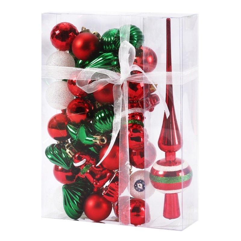 Cross-border New Christmas Decorations 34 Sets Painted Christmas Ball Set Gift Pack Mini Christmas Tree Pendant