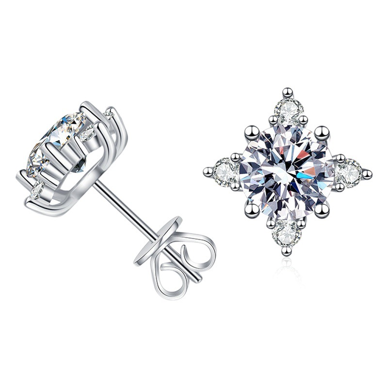 Moissanite Earrings 925 Sterling Silver Earrings Women's 1 karat Earrings Four Claw Mans Star Irregular Earrings Advanced Sense Earrings