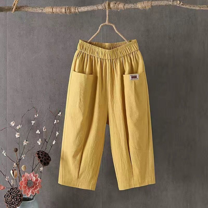 Picture of Cotton and Linen Capri Pants Women's Summer Loose plus size Linen Loose Waist Small Feet Harlan Pants All-match Casual Pants 8207