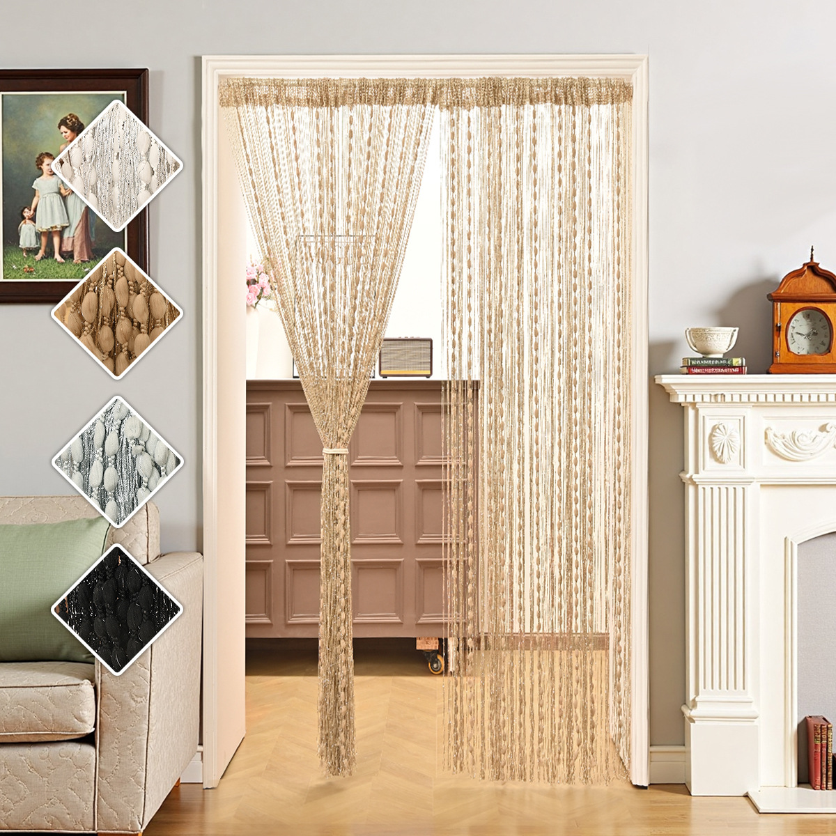 Encryption Hair Ball Embellishment Line Curtain Household Wedding Living Room Decorative Door Curtain Hanging Curtain Partition Gauze Curtain Tassel Screen Curtain