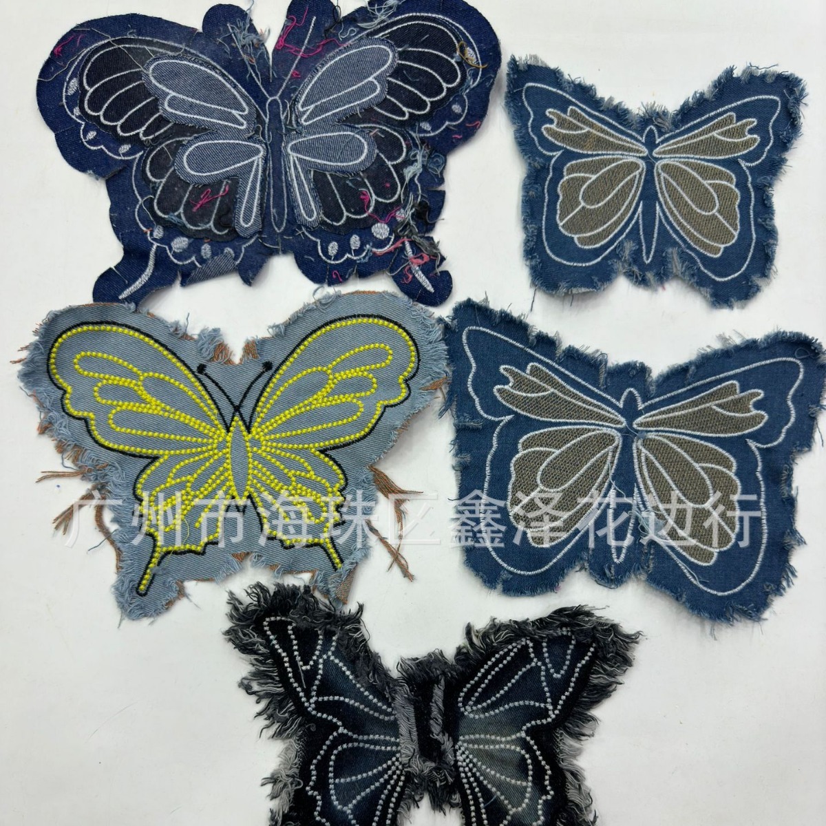 Internet Celebrous Live Explosions Denim Butterfly Cloth Sticker Embroidered Flower Chapter Sticker Tassel Wash Water Denim Butterfly Large Quantity Excellent Price