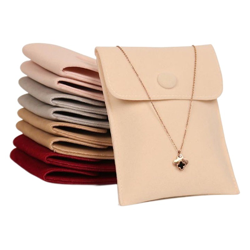 Factory spot wholesale flip concealed buckle jewelry bag plush cloth bag high-grade hand string jewelry packaging jewelry bag