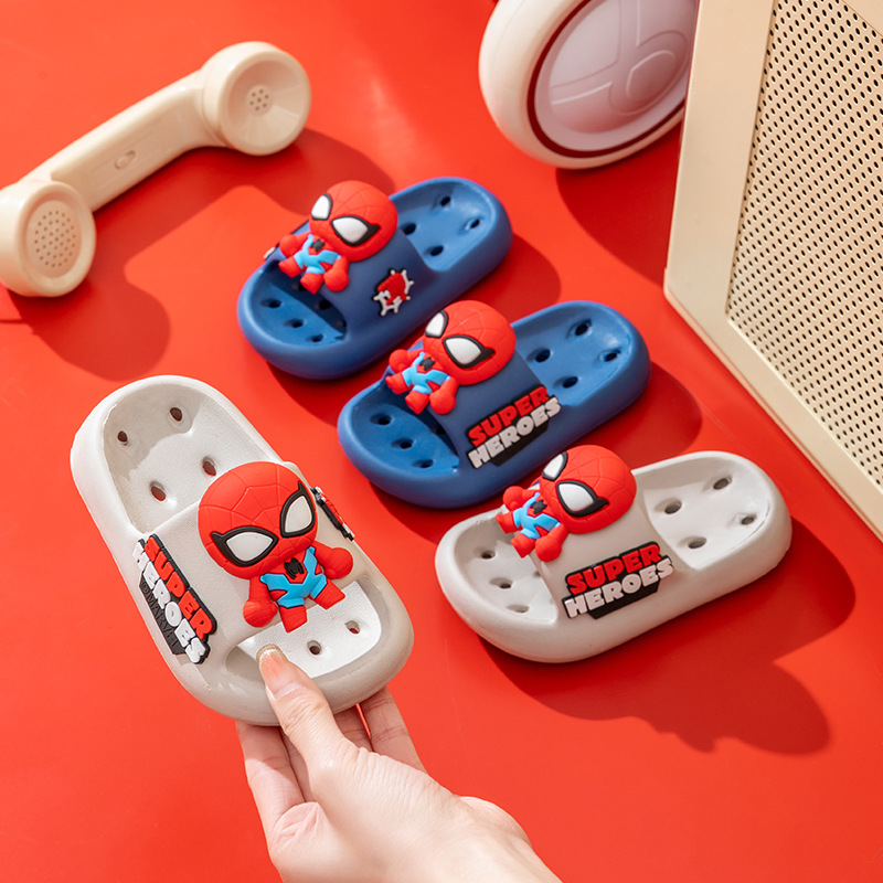Genuine Spider-Man Children's Slippers Summer Indoor Home Bathroom Non-Stinky Leakage Non-Slip Sandals Children's Slippers