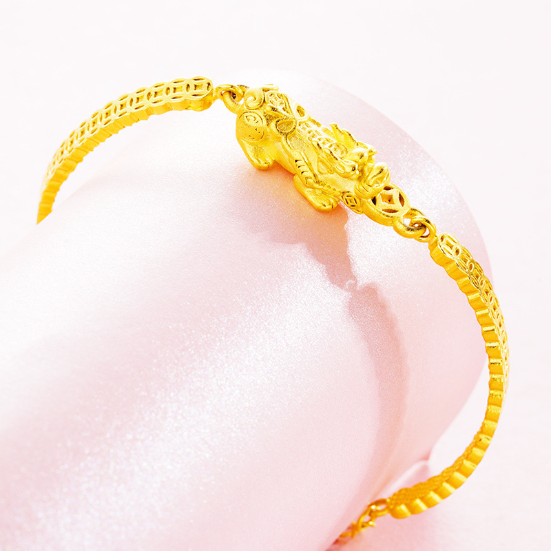 National Fashion Vietnam Sand Gold Pixiu Turn & Transport Bracelet Couple's Mascot Copper Plated 24k Gold Coin Jewelry