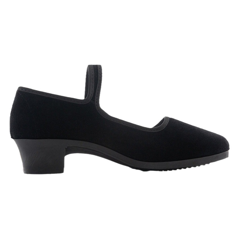 Ethnic Dance Yangko Shoes with Black Soles for Women, Xizang Dance Shoes, Jiaozhou Exam-Specific Heeled Cloth Shoes, Dance Shoes with Ethnic Style
