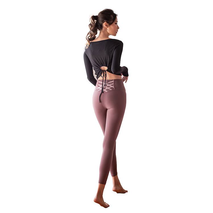 Picture of New High Elastic Naked Yoga Pants Trousers High Waist Hip-lifting Sports Fitness Pants Slim-fit Running Dance Yoga Pants