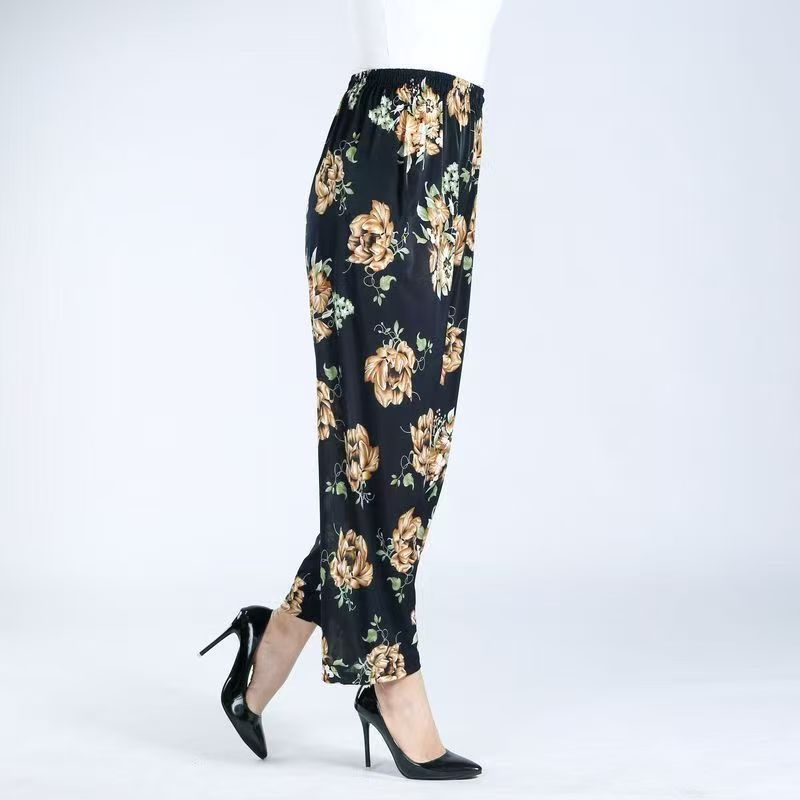 Picture of Cross-border Fashion Ink Butterfly National Style Casual Pants Women's New Chinese Style Loose Wide Leg Loose Summer New Ankle-length Pants
