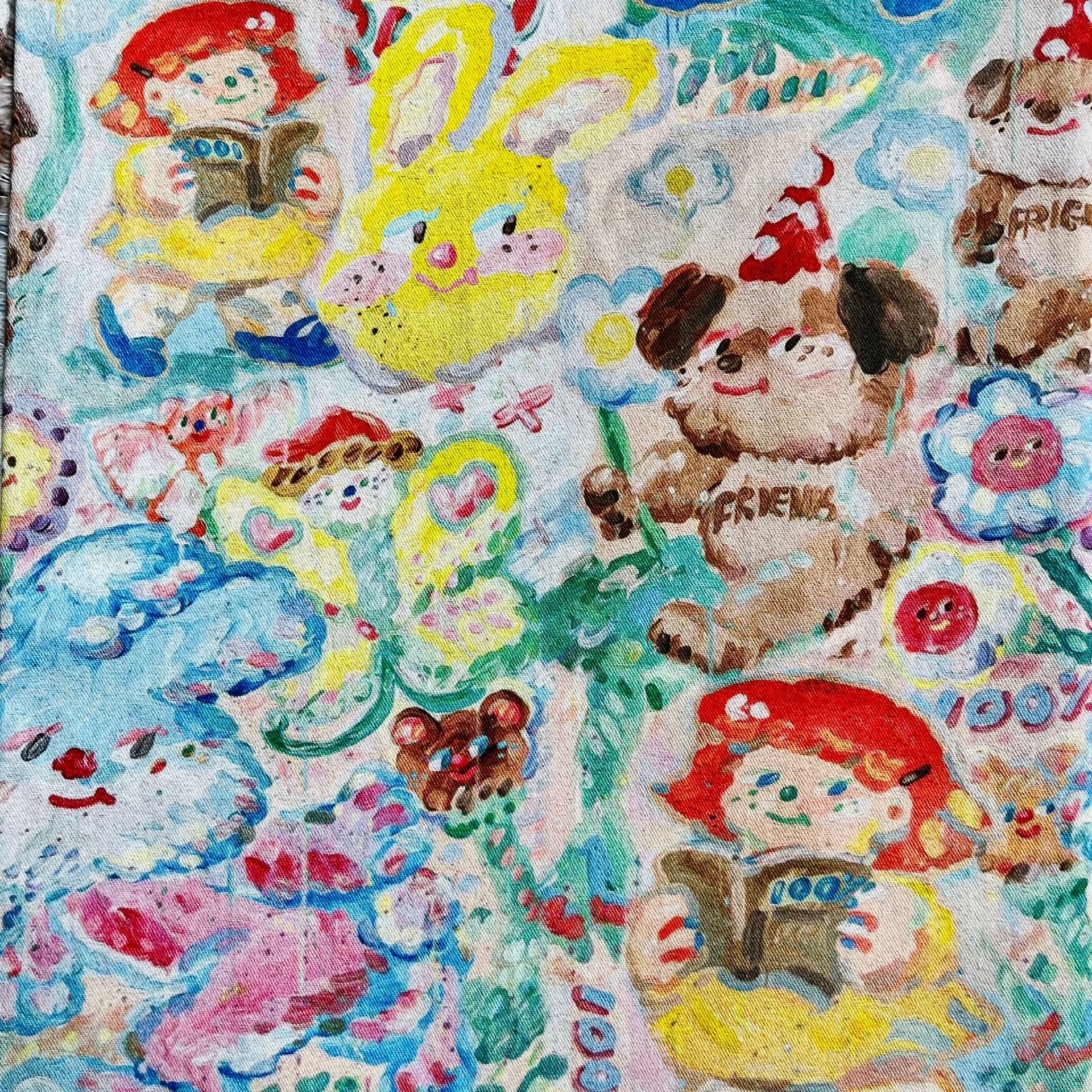 Picture of Oil painting style cotton twill fine sail 1.5 meters wide one meter price bag coat vest handmade DIY fabric