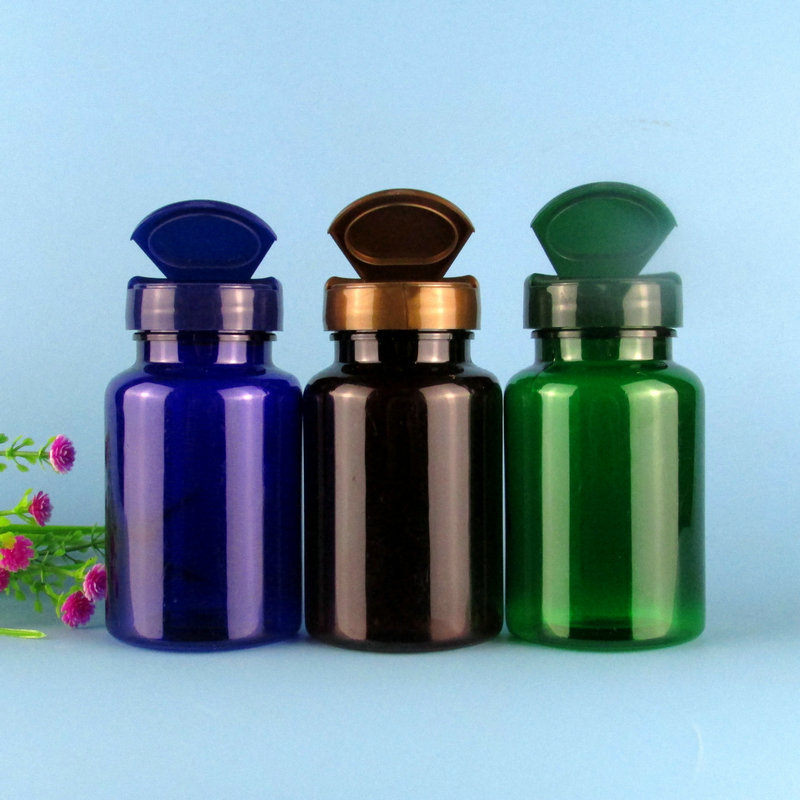 80120150ml Plastic Bottle Flip-Top Blue Green Brown Sealed Colorful Packaging Bottle Thickeneded