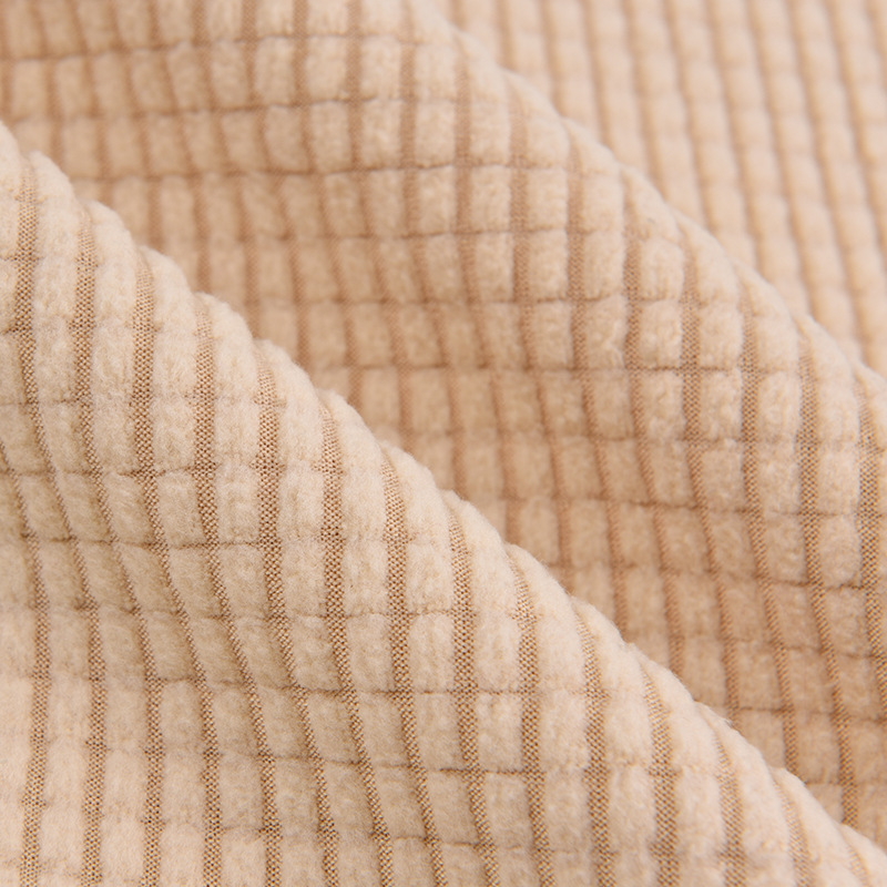 Picture of in stock pineapple plaid fleece sofa cover fabric wholesale waffle corn grain plaid jacquard flannel fabric
