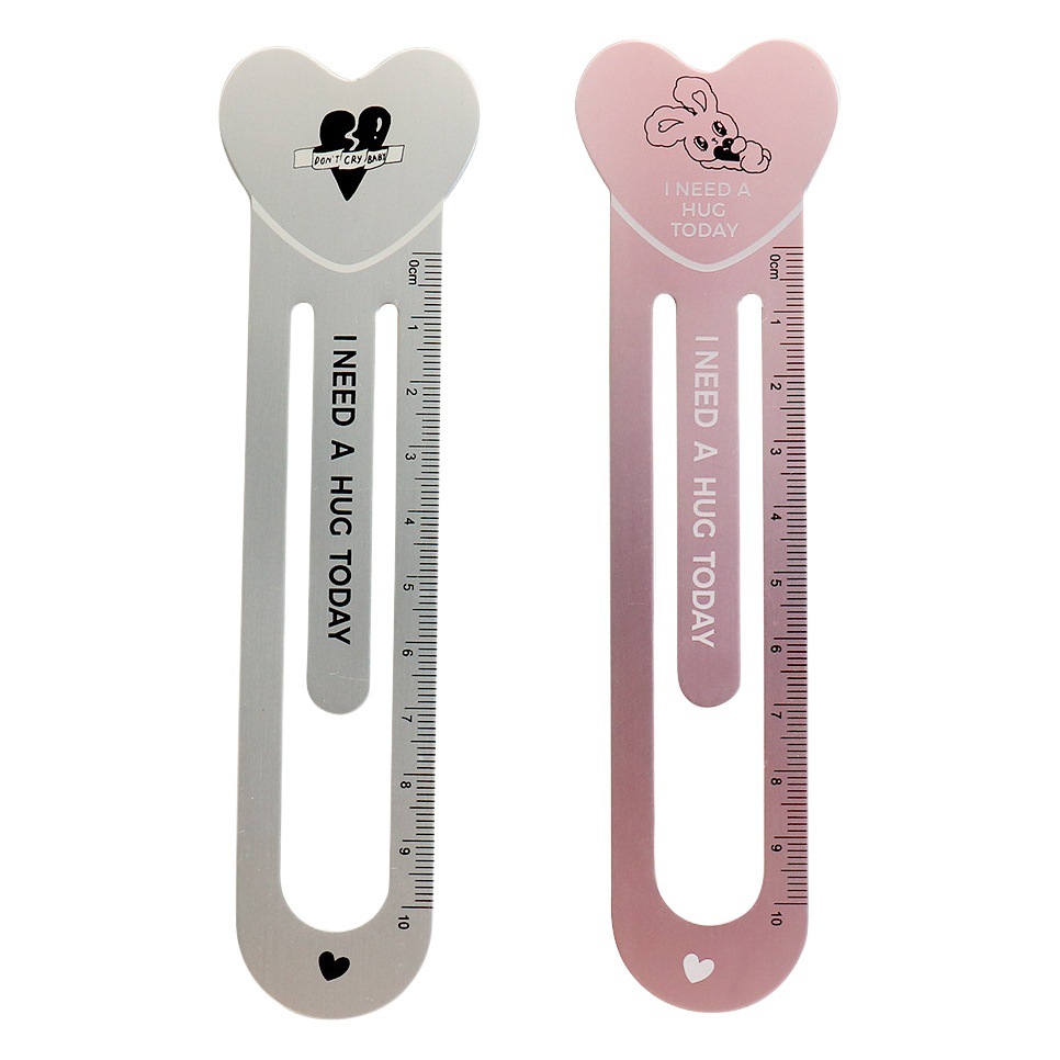 Cute Cartoon creative bookmark ruler 10cm aluminum ruler aluminum ruler Office drawing stationery portable storage