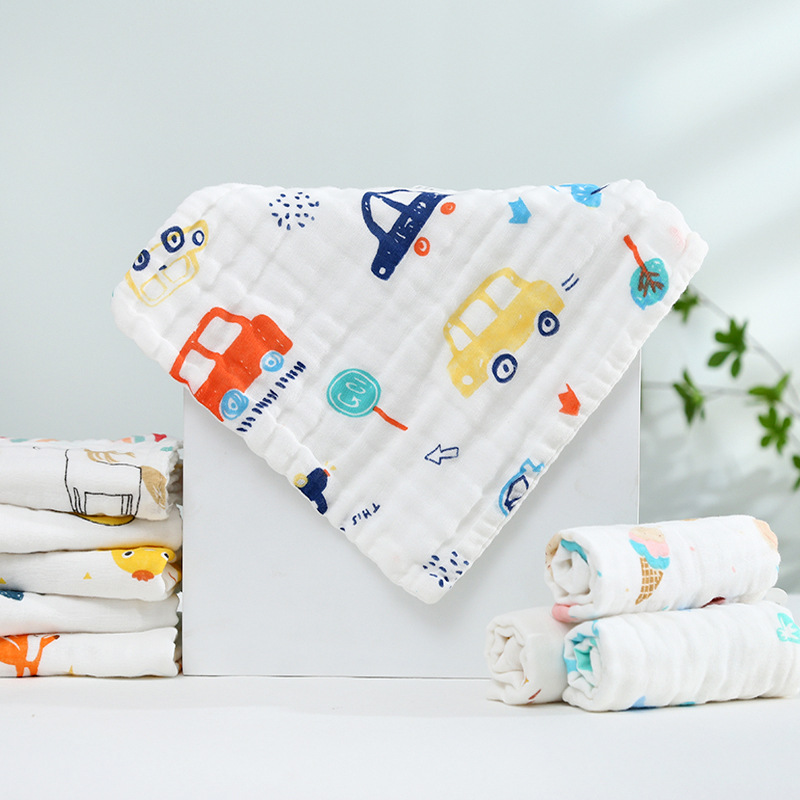 Picture of Cotton small square six-layer high density gauze towel newborn baby saliva towel baby wash face towel wholesale