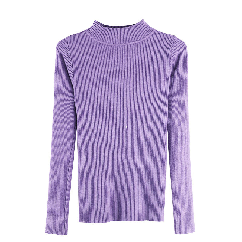 Sweater women's 2022 autumn and winter long sleeve middle collar inner Slim Korean base shirt half high collar pullover sweater wholesale