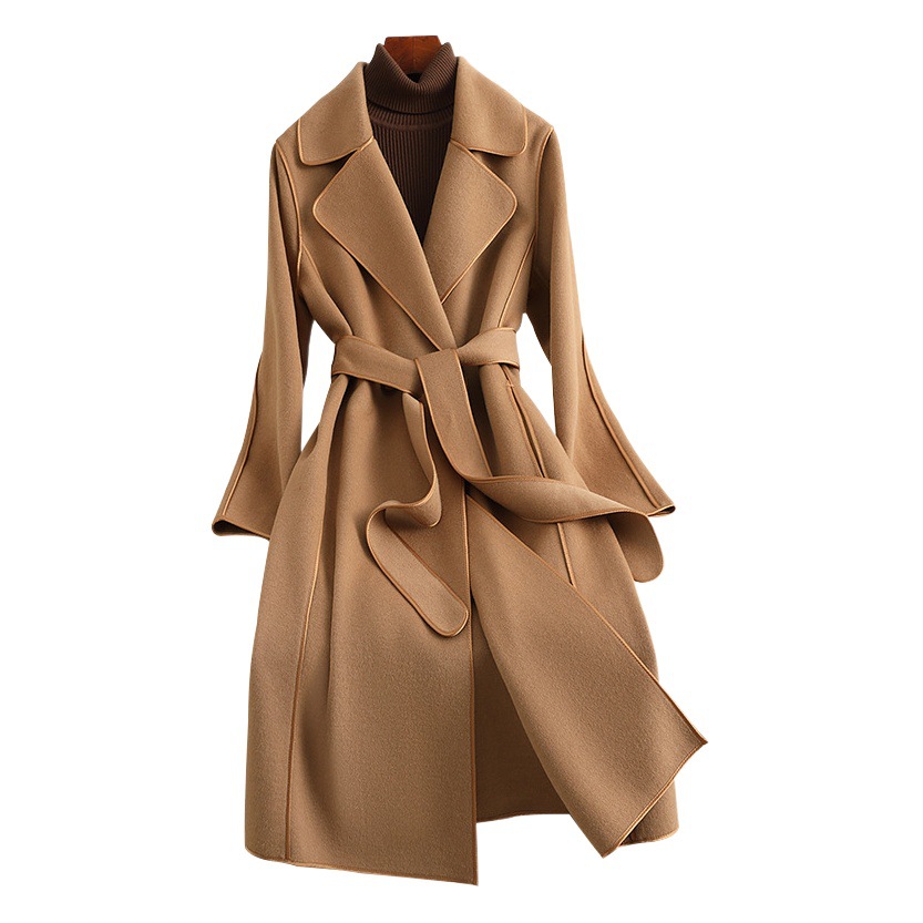 Double-Sided Cashmere Outwear for Women Mid-Length 2025 Autumn and Winter New 100% Wool Outwear Outwear for Women Wholesale